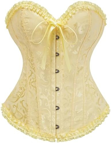 Bustier Corset Top for Women | Overbust Lace Up Waist Cincher Shapewear Lingerie | Amazon (US)