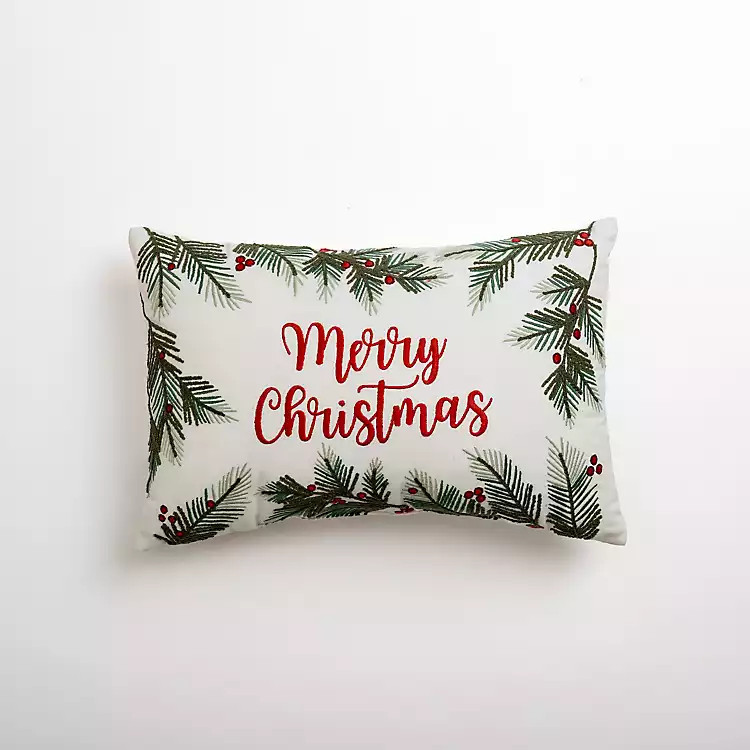 Merry Christmas Mistletoe Christmas Pillow | Kirkland's Home
