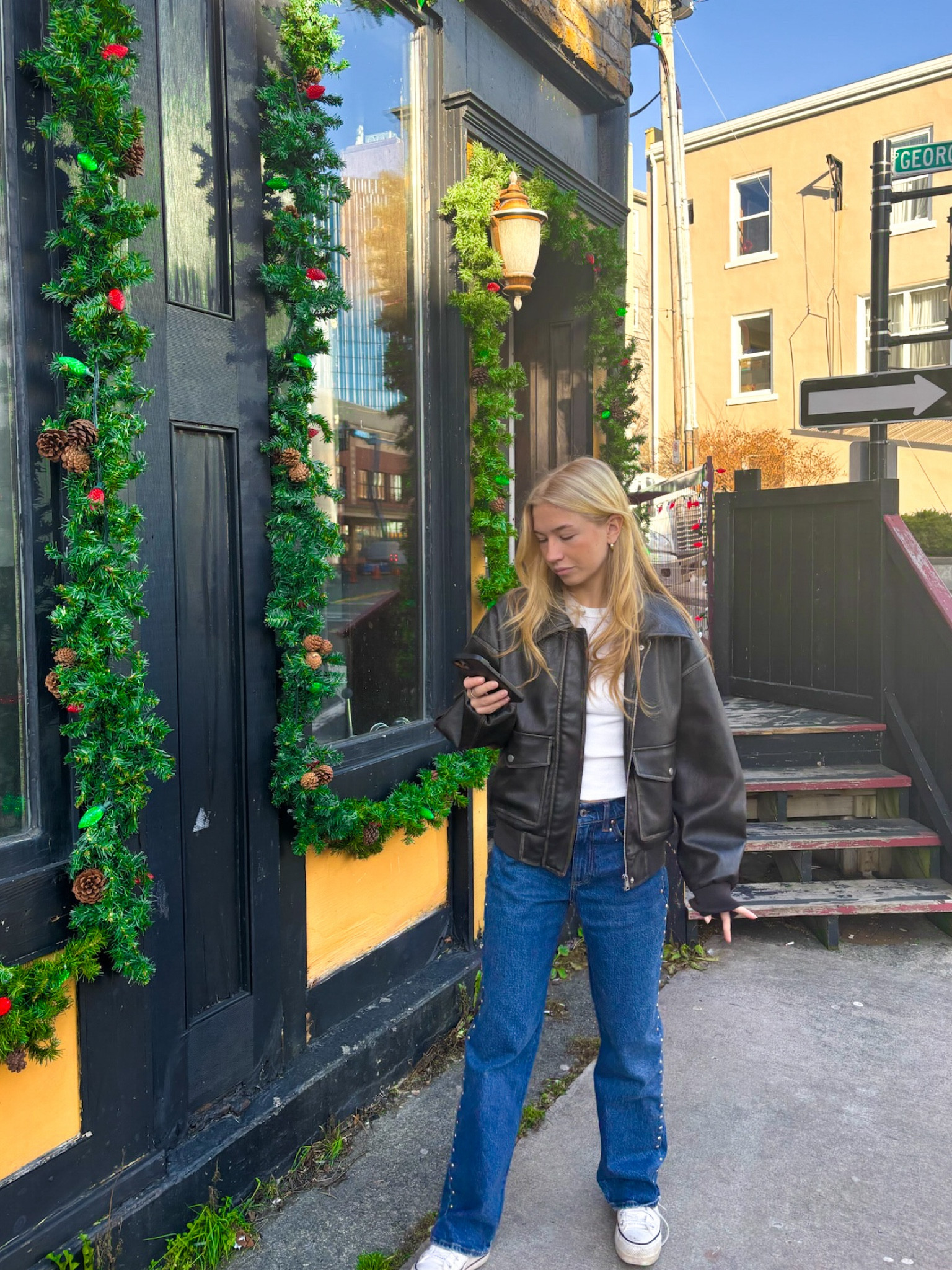Winter outfit inspo, jeans are from Abercrombie!! Wearing a size 00, 24. Wearing a small in the jacket! 

#LTKwinter #LTKstyletip #LTKcanada