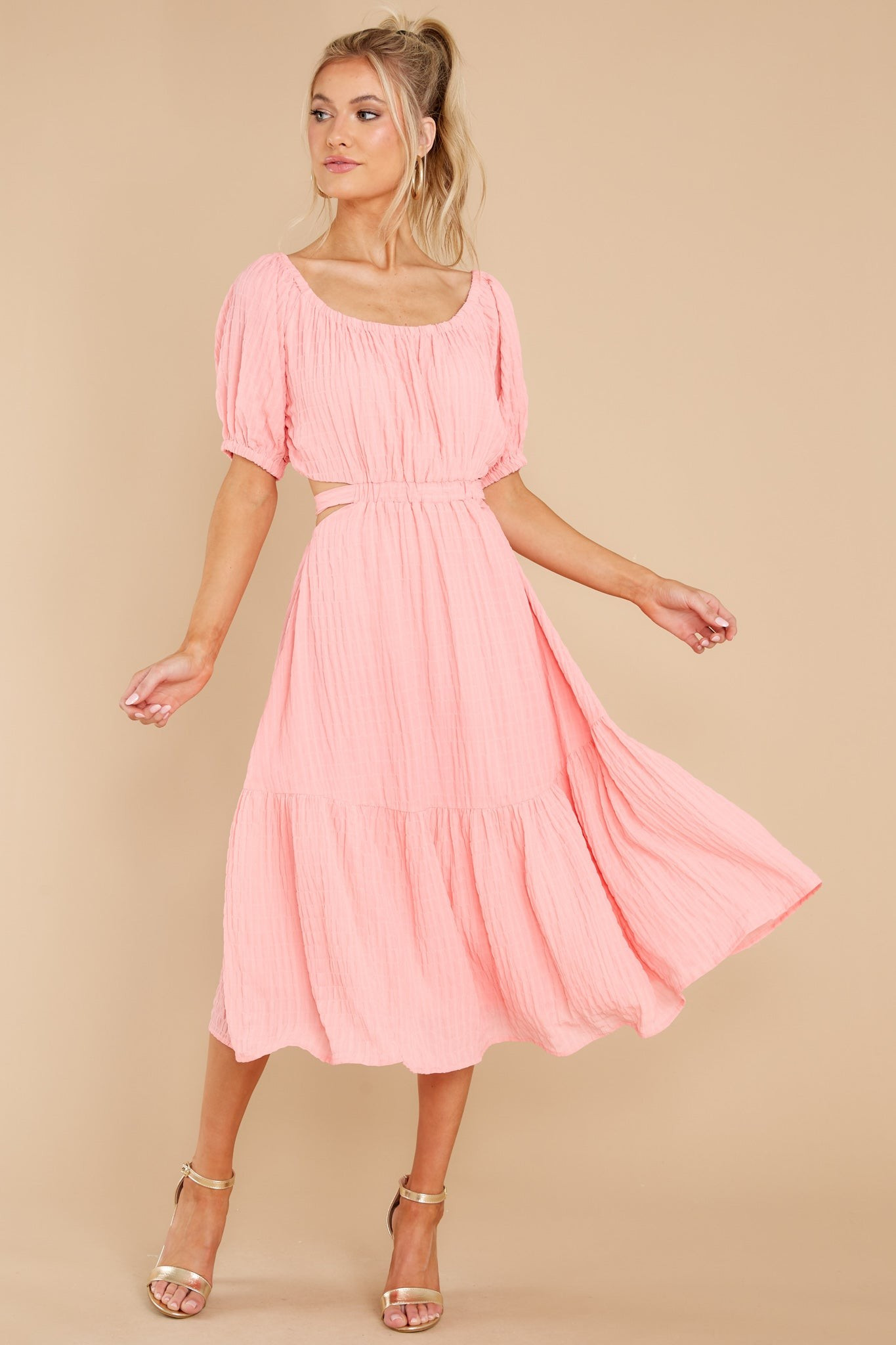 On A Lighter Note Pink Midi Dress | Red Dress 