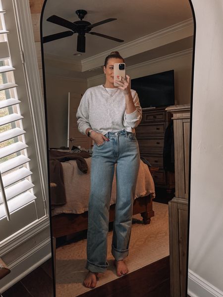 Use code DENIMAF for 15% off on top of 25% off!!!!! I wear size 26 curve love in Abercrombie denim! Am obsessed w these 90’s relaxed jeans 😍

Wearing size S/M in my crew 

#LTKstyletip #LTKsalealert