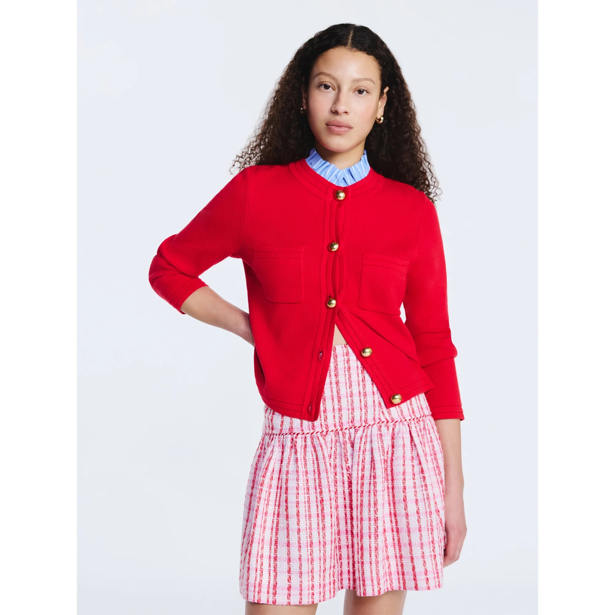 Free Assembly Women's Ruffle Neck Cardigan Sweater, Midweight, Sizes XS-XXL | Walmart (US)