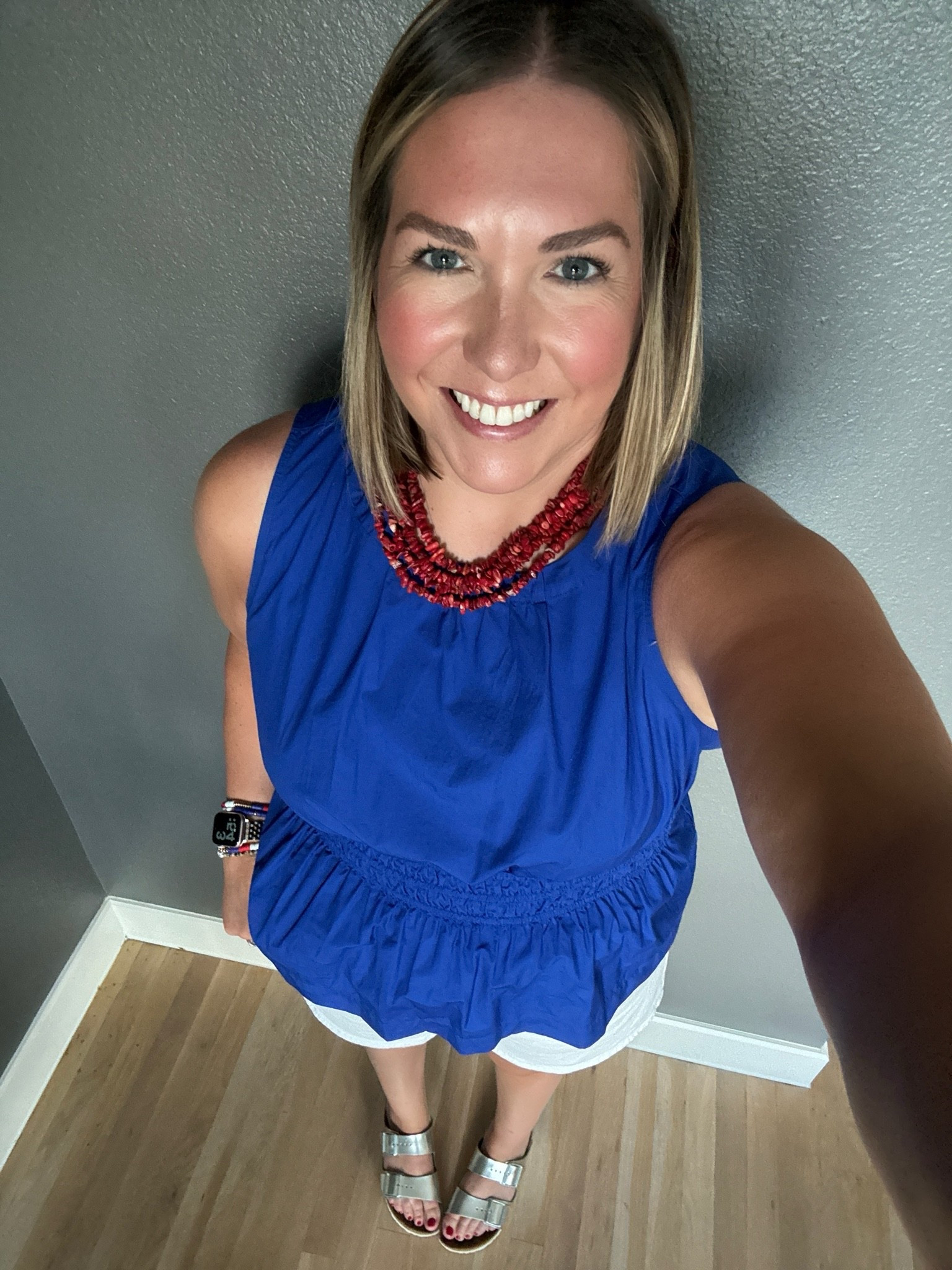 My last Americana outfit from such a great week. We went to a big watch party for the USMNT in Arlington. While the game was a bummer it was fun to experience the World Cup here in Dallas. I love the color and fit of this top. Added white shorts and red jewelry to feel festive. 🇺🇸🇺🇸🇺🇸

#LTKootd #LTKMidsize #LTKSaleAlert