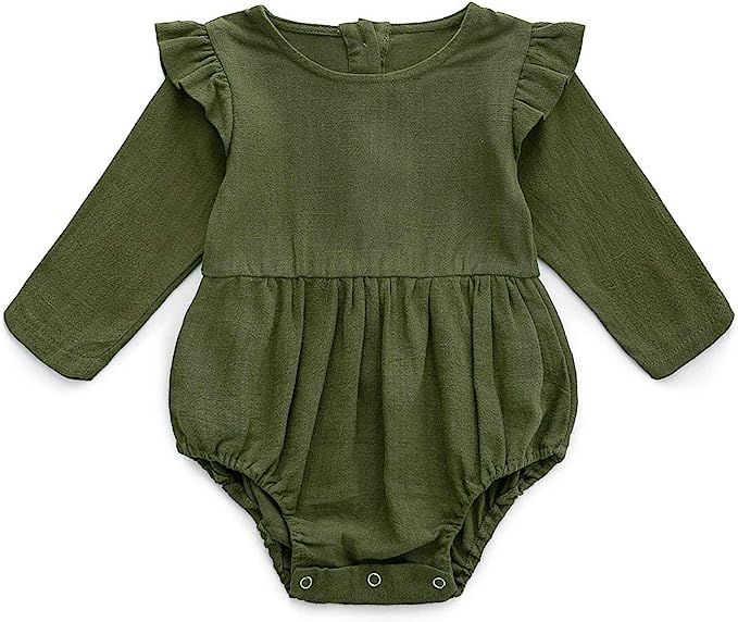 Simplee kids Baby Onesies Unisex Cotton Linen Handmade Romper Jumpsuit Solid Color Long Sleeve Ju... | Amazon (US)