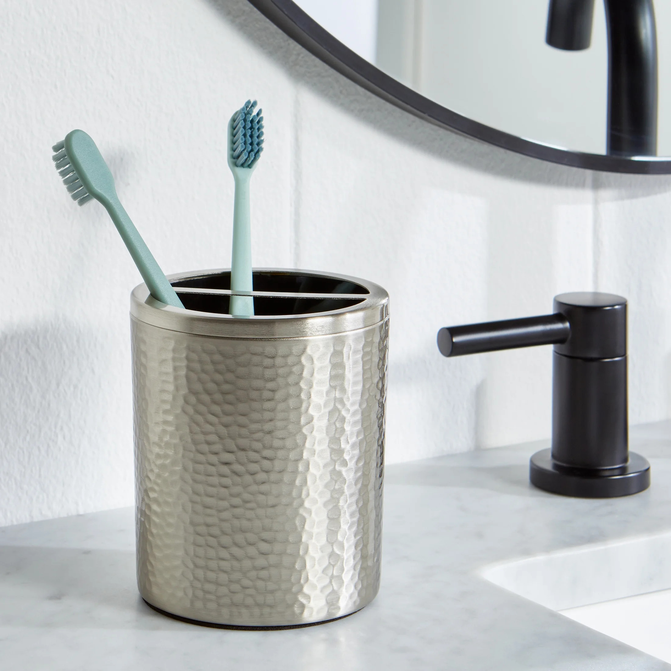 Better Homes & Gardens Hammered Finish Stainless Toothbrush Holder | Walmart (US)