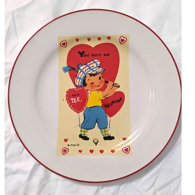 Rosanna Valentine plate retro 8" you suit me to a tee golf boy hearts | eBay US