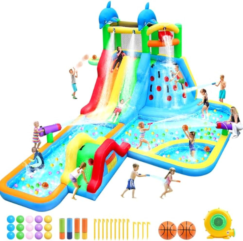 20Ftx14Ft Inflatable Water Slide Bounce House Big Water Slides for Kids with Extra Long Slide Cli... | Amazon (US)