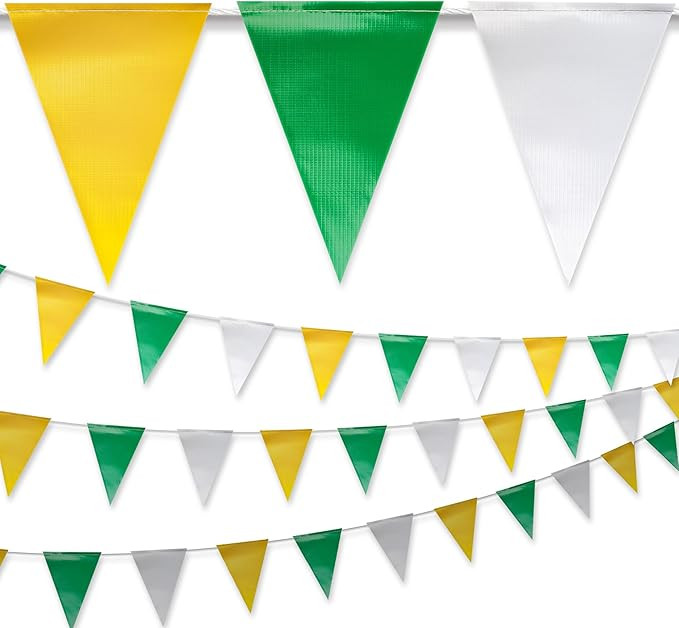Yellow & White & Green Pennant Banner Flags | OSHA 500lb Rated | Strand Fade Resistant 【102FT... | Amazon (US)
