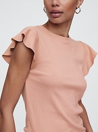 Ribbed Flutter Sleeve T-Shirt | Gap Factory
