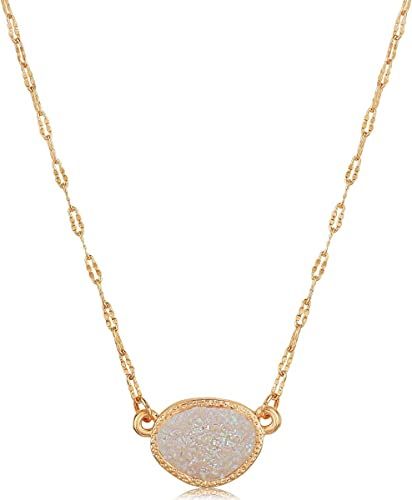 Humble Chic Simulated Druzy Delicate Necklace for Women - Gold-Tone Dainty Chain-Link Simple Pend... | Amazon (US)