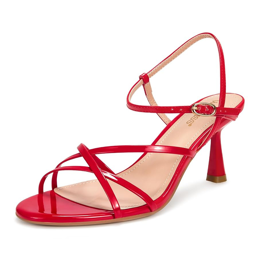 wetkiss Strappy Kitten Heels For Women Low Heel Comfy Sandals Adjustable Ankle Strap Round Open T... | Amazon (US)
