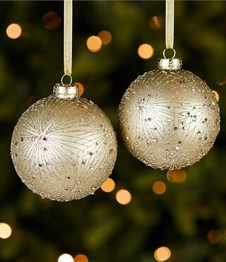Luxe Lodge Collection Champagne Starburst Glass Ball Ornament, Set Of 2 | Dillard's
