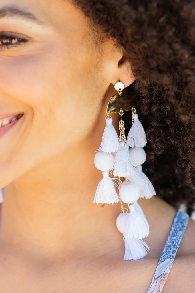 At Your Best Off White Tassel Statement Earrings | The Mint Julep Boutique