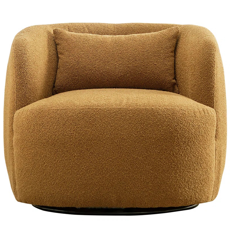 34" Wide Boucle Upholstered Swivel Armchair | Wayfair North America