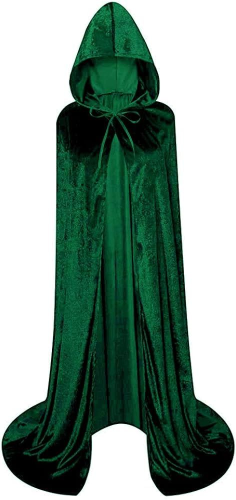 Unisex Full Length Hooded Robe Cloak Long Velvet Cape Cosplay Costume | Amazon (US)