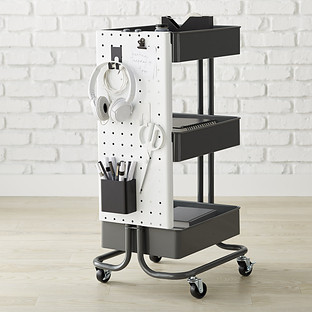 3-Tier Cart Small Peg-Board Attachment White | The Container Store