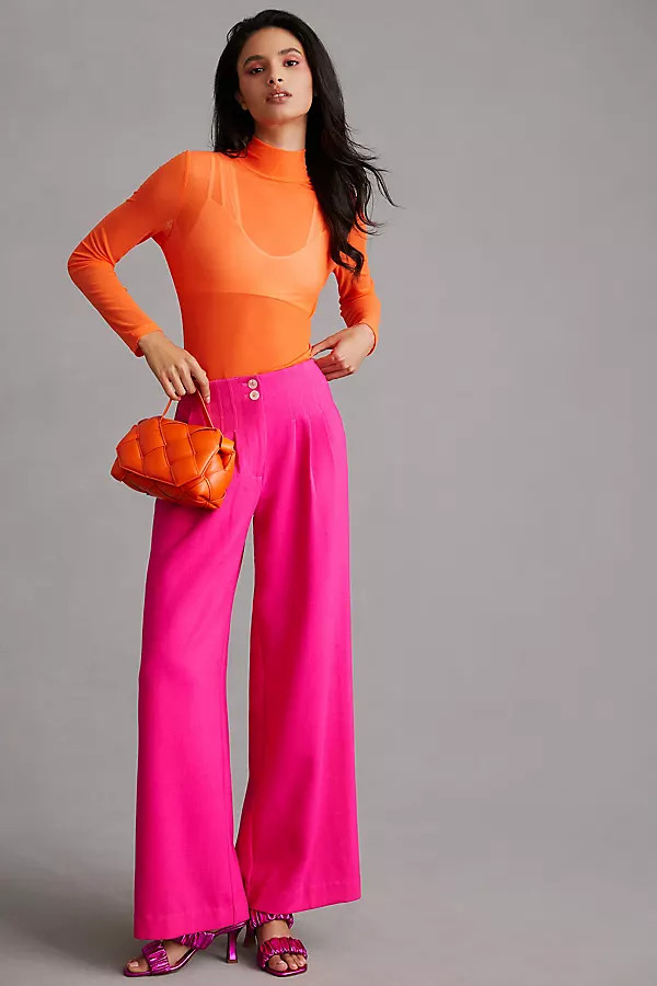 Maeve Wide-Leg Trousers By Maeve in Pink Size 8 | Anthropologie (US)