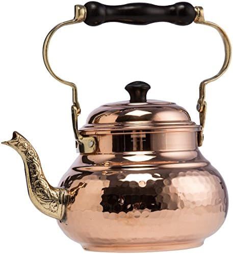 DEMMEX 1mm Thick Solid Hammered Copper Handmade Tea Pot Kettle Stovetop Teapot, 1.5Qts | Amazon (US)