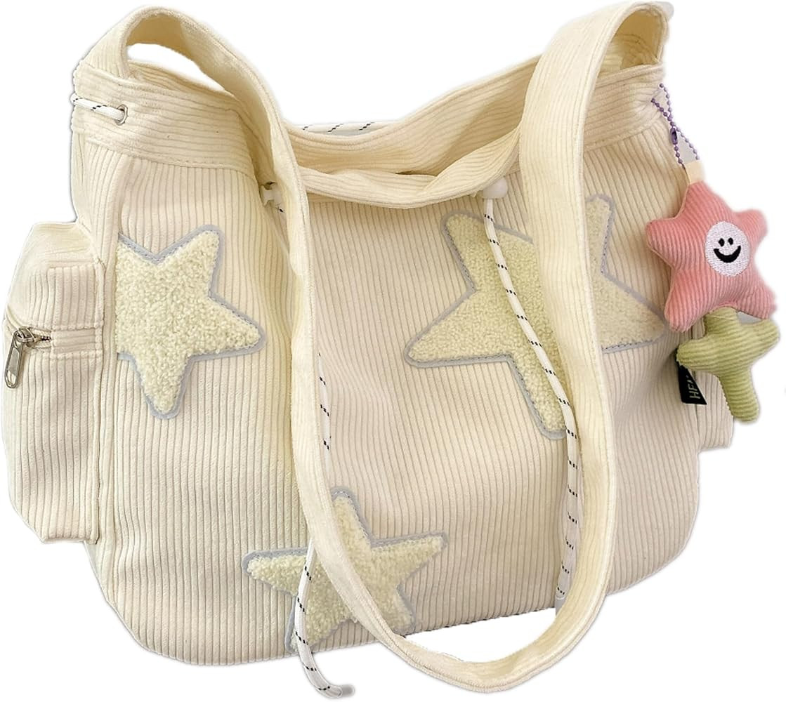 Makukke Y2K Corduroy Shoulder Bag Women, Cute Tote Bag Large Crossbody Bag for Office Work Travel... | Amazon (US)