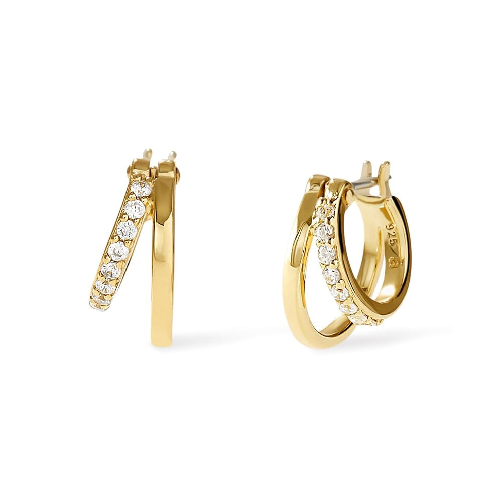 Ana Luisa Double Hoop Earrings for Women - 14K Gold Plated & Silver Rhodium Huggie Hoops - Hypoal... | Amazon (US)