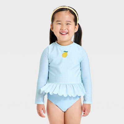 Toddler Girls' Long Sleeve Rash Guard Set - Cat & Jack™ Blue 2T | Target