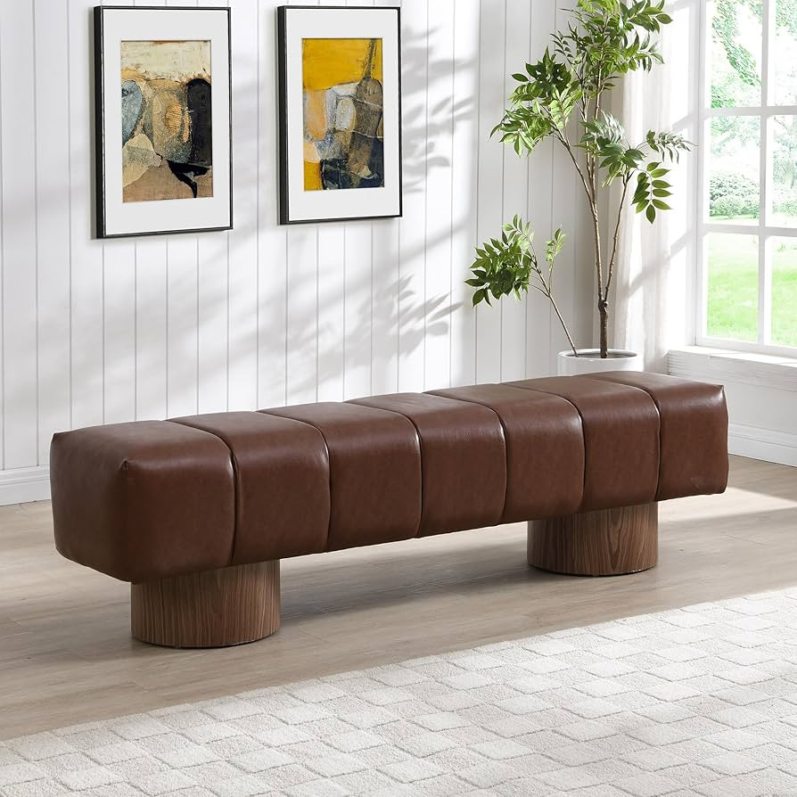 Christopher Knight Home Manila 64" Faux Leather Dining Bench, Upholstery Ottoman Bench, Rectangul... | Amazon (US)