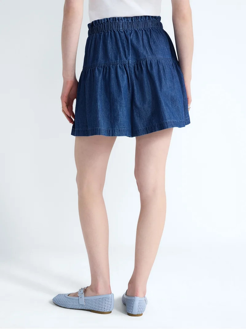 Free Assembly Women's Pull On Seamed Denim Shorts, 4" Inseam, Sizes XS-XXL - Walmart.com | Walmart (US)