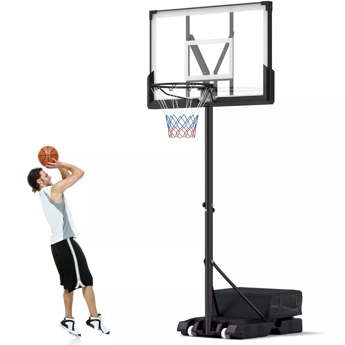 Costway Basketball Hoop Outdoor System with 45 Inch Shatterproof PC Backboard Wheels | Target