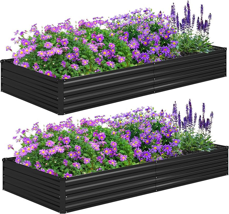 Foxlang 8x4x1ft(2 PCS) Galvanized Raised Garden Bed,Outdoor Planter Box Metal Patio Kit Planting ... | Amazon (US)