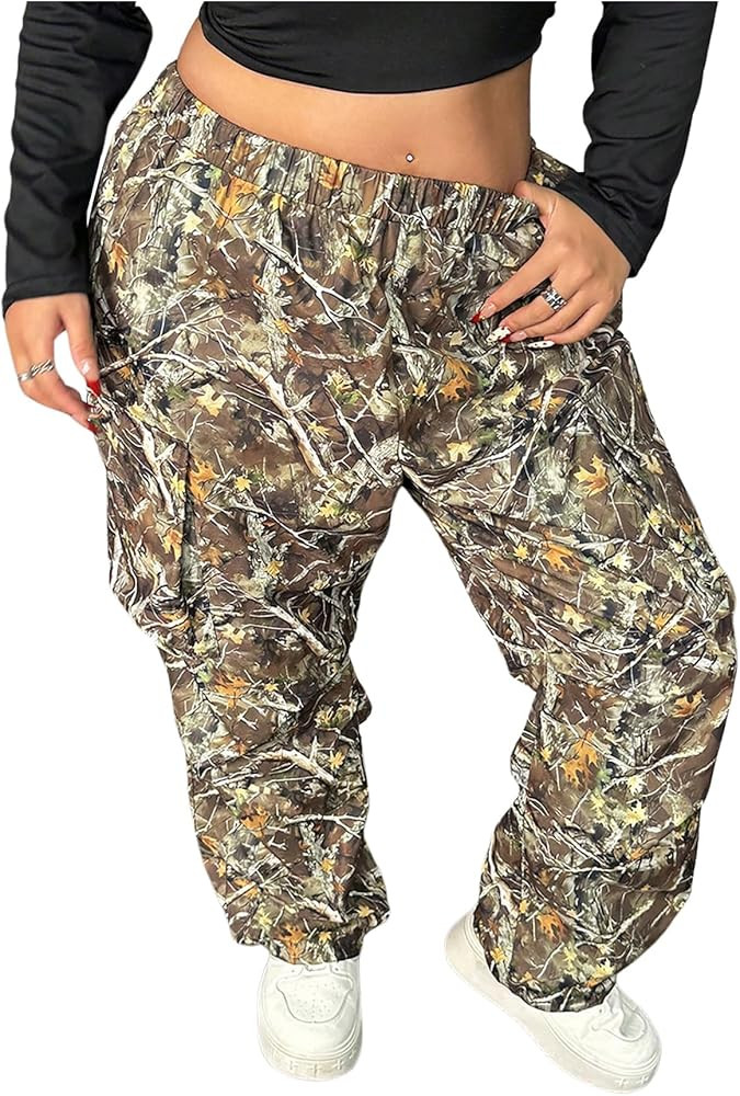 GORGLITTER Women's Plus Size Camo Army Fatigue Cargo Pants Baggy Camouflage Sweatpants Joggers St... | Amazon (US)