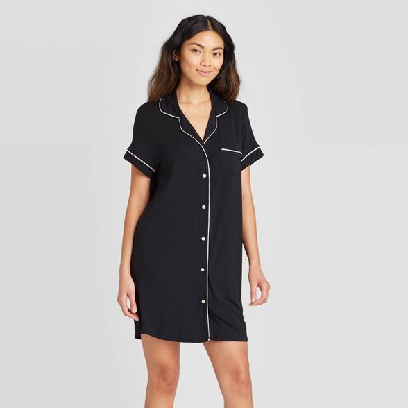 Women's Short Sleeve Beautifully Soft Notch Collar Nightgown - Stars Above™ | Target