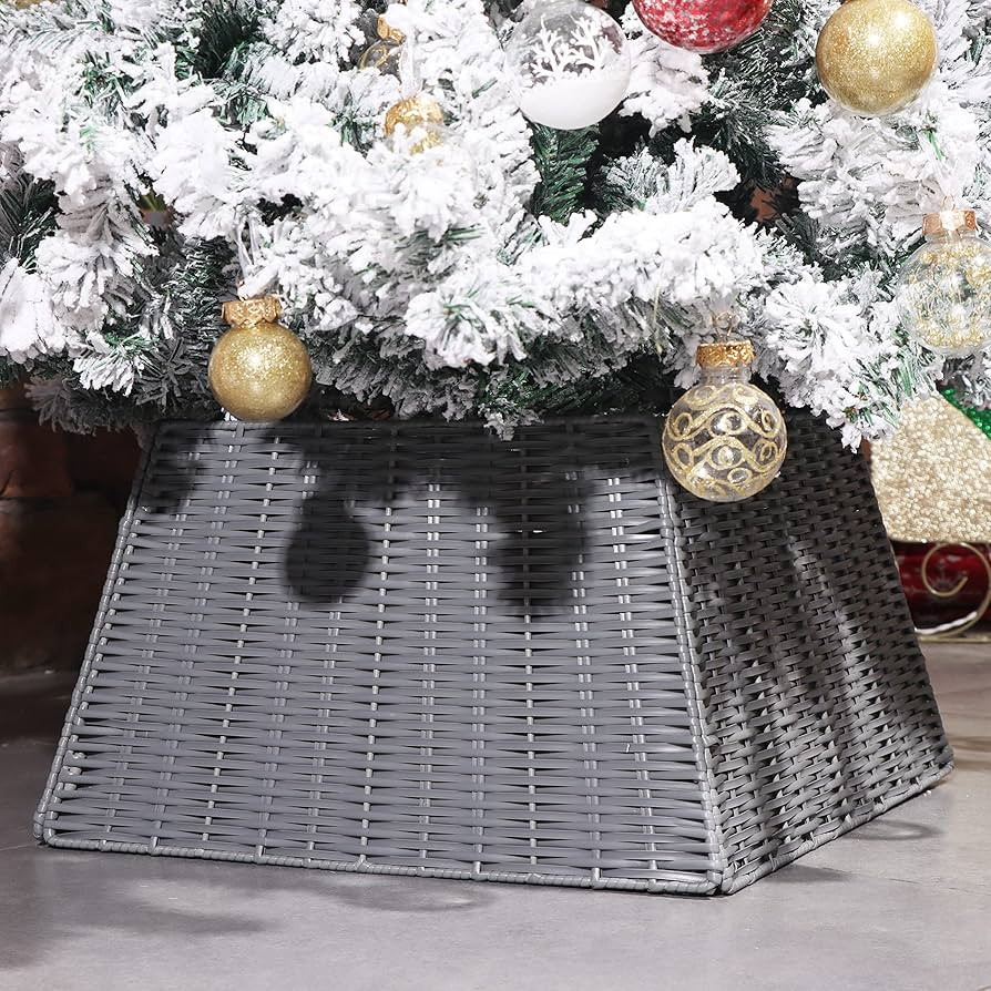 Blissun Christmas Tree Collar, Plastic Rattan Xmas Tree Ring, Farmhouse Christmas Tree Collar, Ch... | Amazon (US)