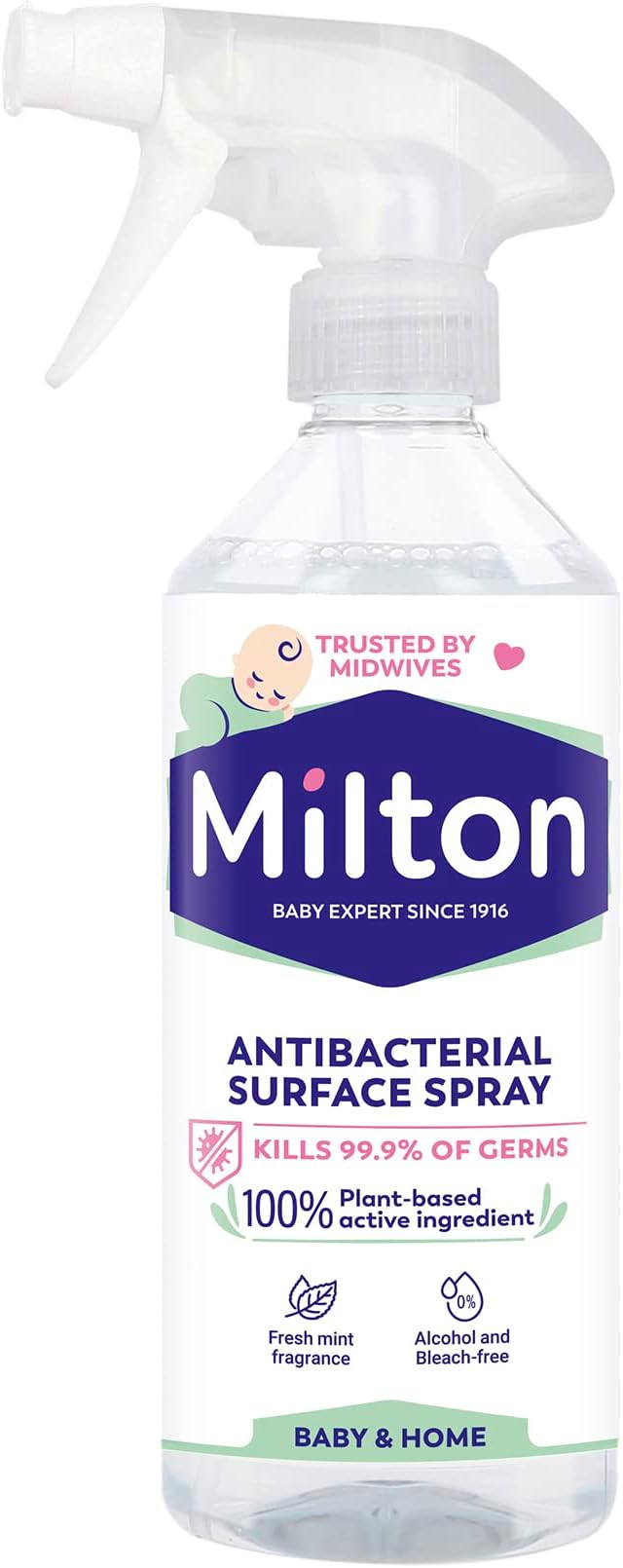 Milton Antibacterial Surface Spray 500ml – Alcohol-free and Bleach free – Fresh mint fragranc... | Amazon (UK)