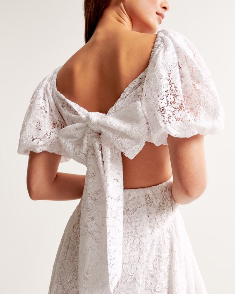 Lace Drama Puff Sleeve Cutout Maxi Dress | Abercrombie & Fitch (US)