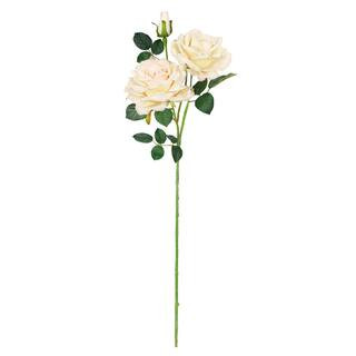 LIVING LUXURY 32 in. Champagne Ivory Artificial Velvet Elegant Rose Flower Stem Spray (Set of 2) ... | The Home Depot