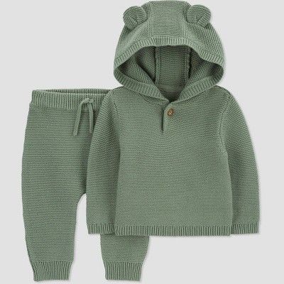 Carter's Just One You® Baby Boys' 2pc Bear Hooded Top & Bottom Set - Green | Target