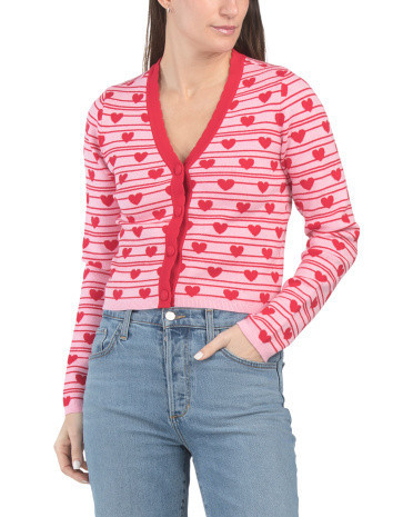 Heart Printed Cardigan for Women | Polyester/Nylon/Viscose | Marshalls