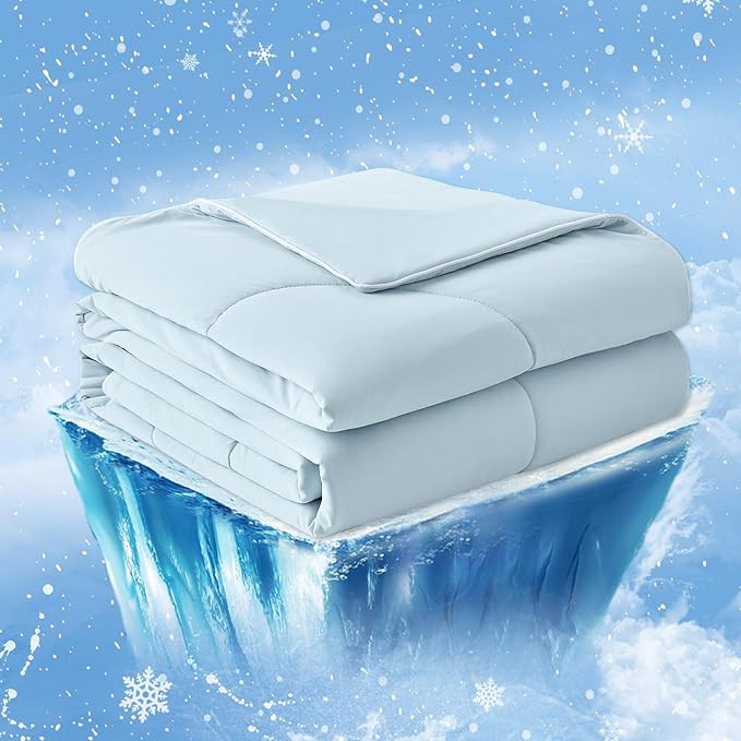 Cozy Bliss Cooling Comforter Queen Size, Cooling Blankets for Hot Sleepers and Night Sweats, Blue... | Amazon (US)