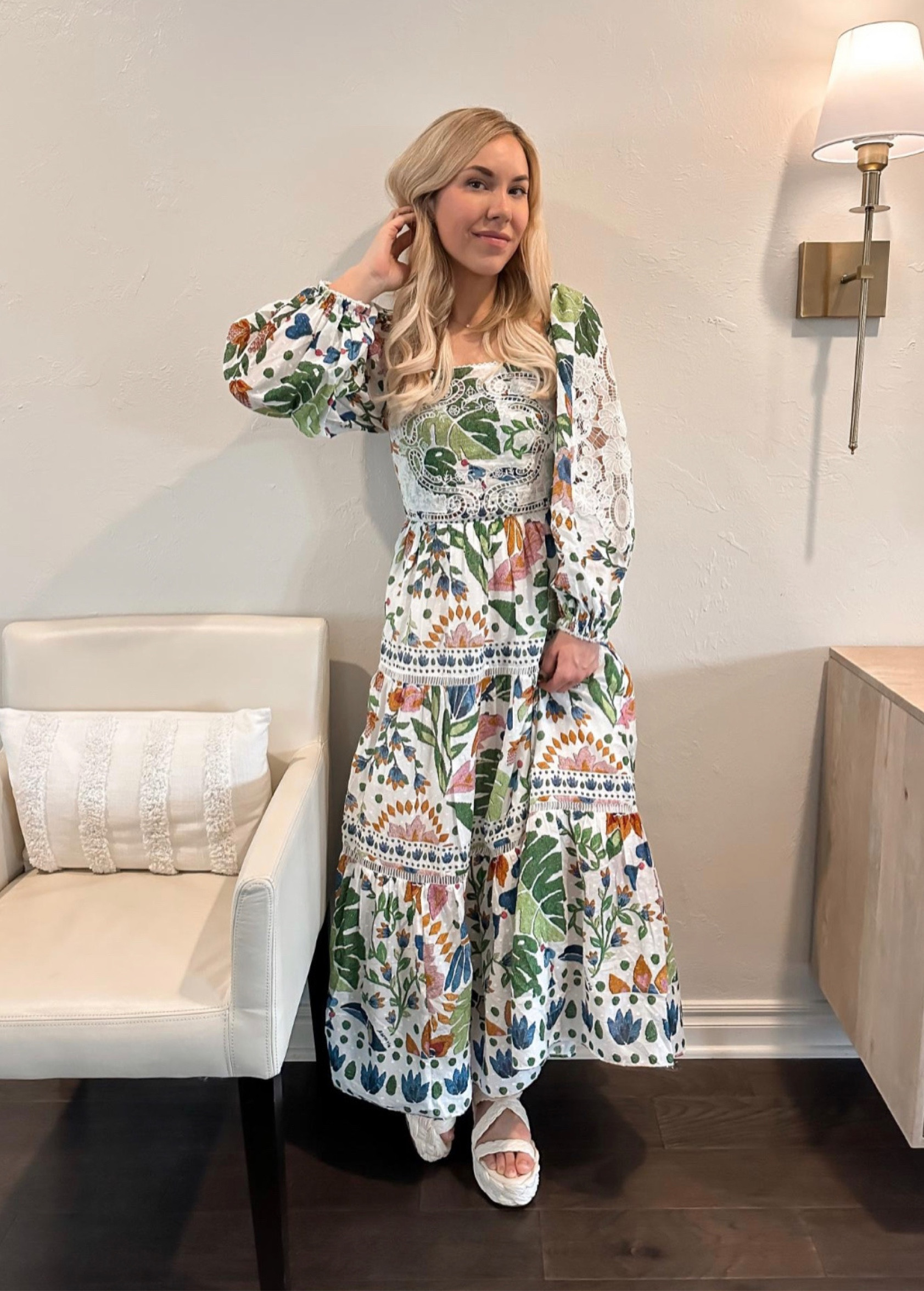 knee length dresses for ladies Summer Garden Midi Floral Printed Dress