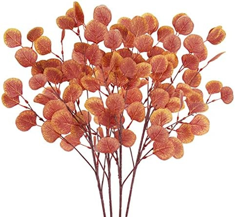 Tepaler 4Pcs Artificial Eucalyptus Leaves Stems 33.8‘’ Eucalyptus Branches Fake Poinsettia Fl... | Amazon (US)