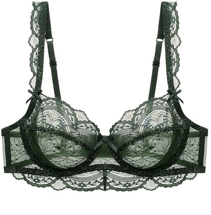 Women's Lace Balconette Bra Underwire Non-Padded Soft Cup Comfort Everyday Bras | Amazon (US)