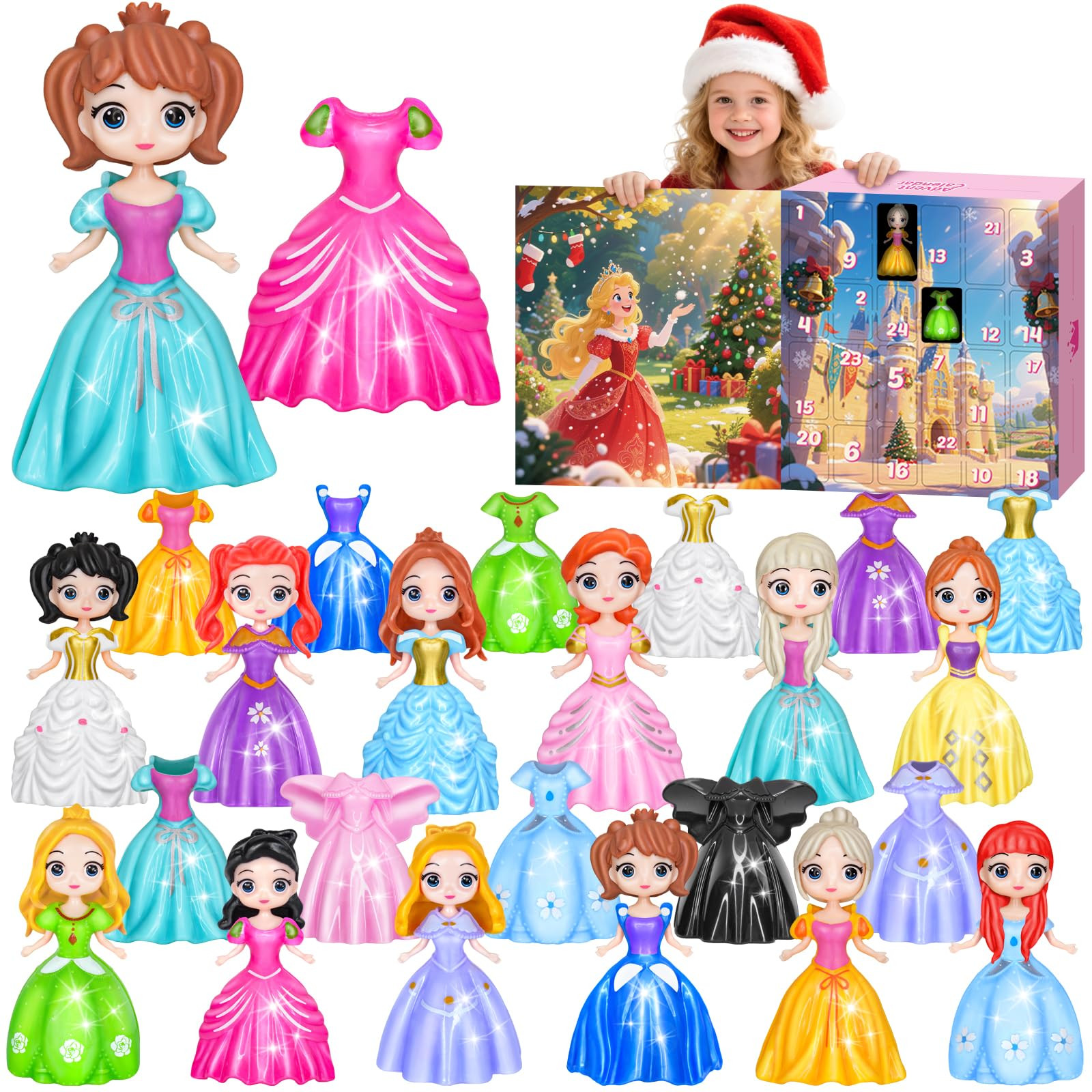 Advent Calendar 2025 Princess for Girls Christmas Gifts Deformation Dress Toys 24 Days Christmas ... | Amazon (US)