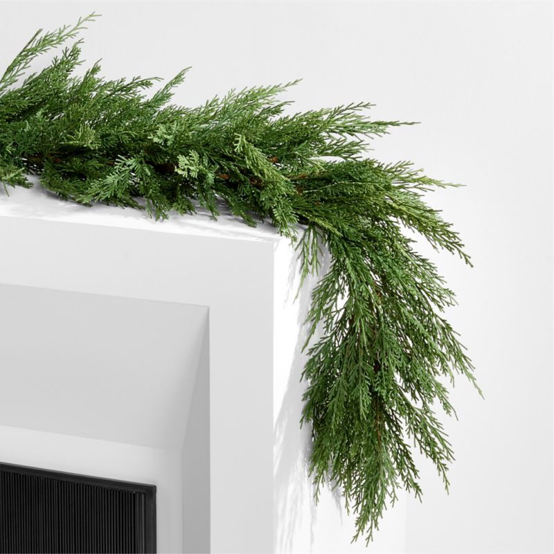 Faux Cypress Real Touch Christmas Garland 6' + Reviews | Crate & Barrel | Crate & Barrel