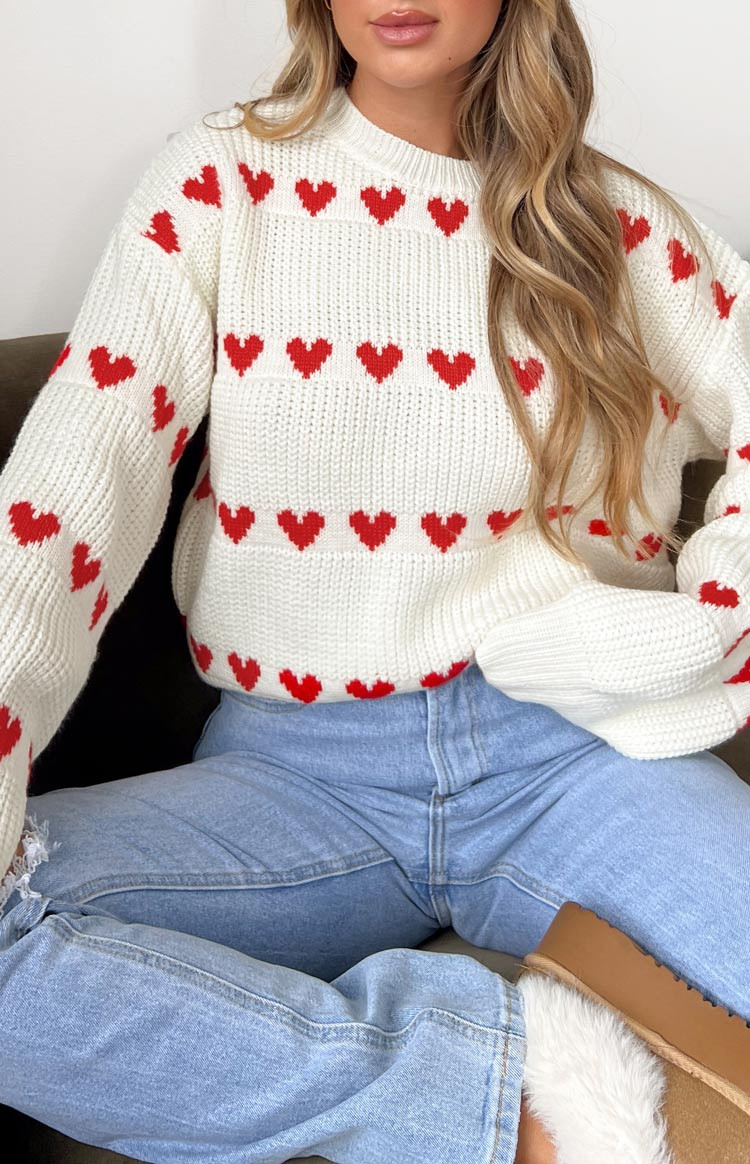 Lovey Red Heart Stripe Jumper | Beginning Boutique (US)