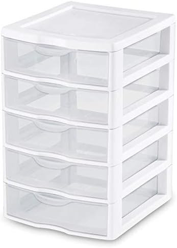 STERILITE 1 New 20758004 Clearview Small 5 Drawer Desktop Storage Unit White | Amazon (US)