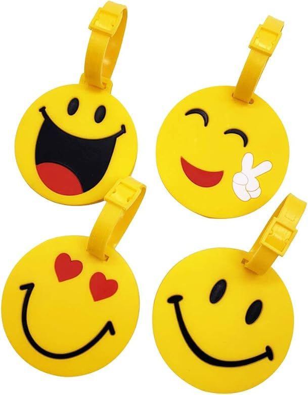 Mziart Cute Face Luggage Tags Set of 4, Personalized Smiling Face TSA Travel Bag ID Suitcase Labe... | Amazon (US)