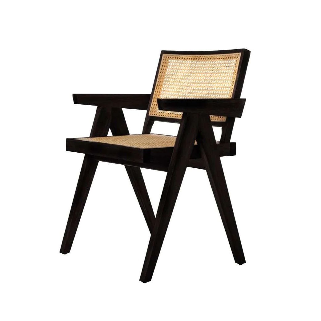 Hand Cane Jeanneret Armchair - Black | France and Son