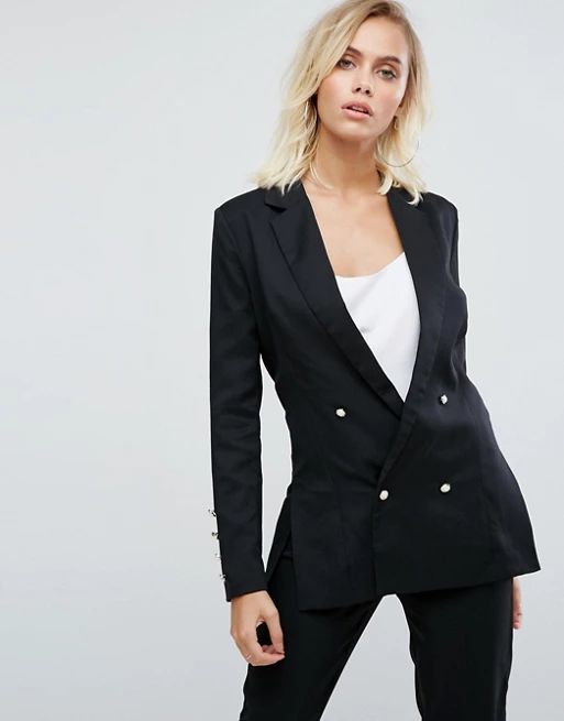 Fashion Union Double Breasted Blazer With Pearl Buttons | ASOS UK