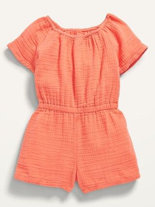 Short-Sleeve Textured-Dobby Romper for Toddler Girls | Old Navy (US)