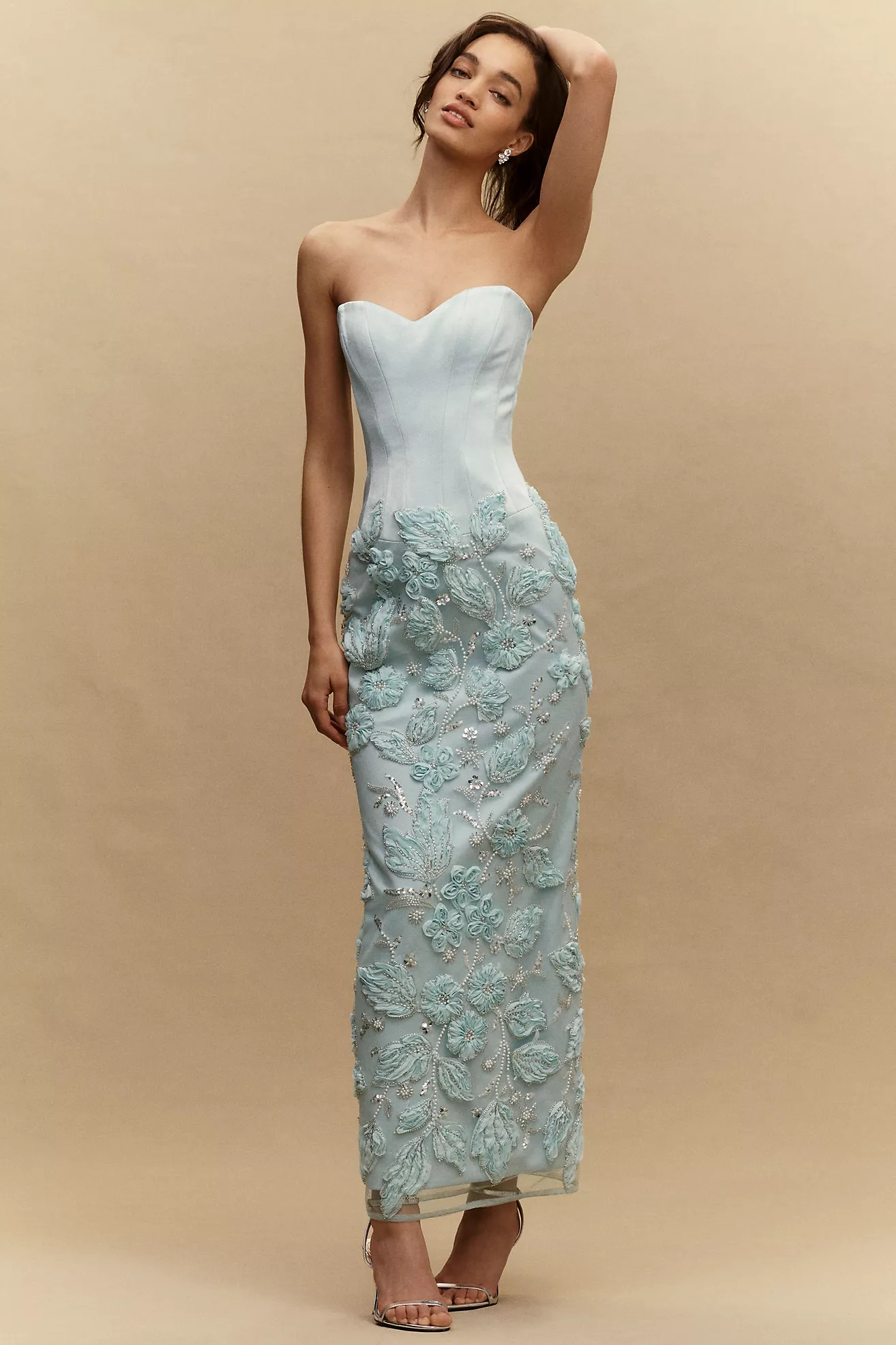 Helsi Julia Strapless 3D Floral Maxi Dress | Anthropologie (US)